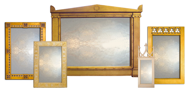 rectangular mirror category shot, showing collage of different rectangular mirrors with black frames and various designs.