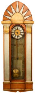 Art Deco style large Vintage Case Clock in copper & silver.