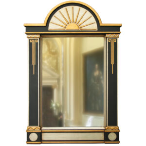 Ornate Art Deco Sunburst mirror in black gold & silver.