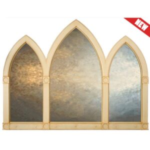 Extra large Gothic Decorative Mirror with triptych arches in white.