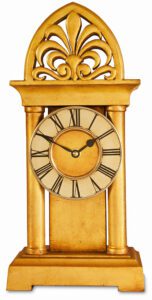 Small Column Carriage Clock with fleur de li crest.