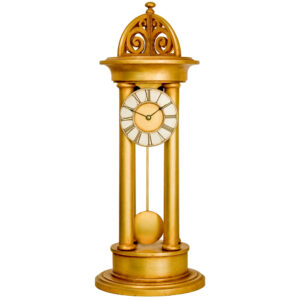 Large Rotunar Style Pendulum Mantel Clock in gold.