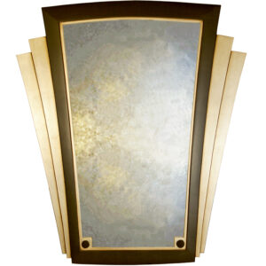Art Deco Fan Mirror in black & silver leaf.