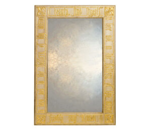 Rectangle Gothic Decorative Mirror with Gothic script.