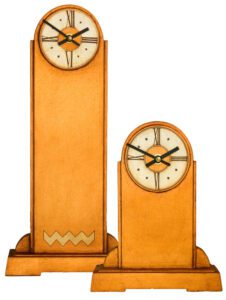 Art Deco Mantel Clock with Round Top in copper & silver.