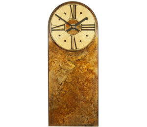 Rusty Brown Mantel Clock with round dial.