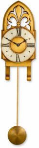 Unusual Pendulum Wall Clock with fleur-de-li crest.