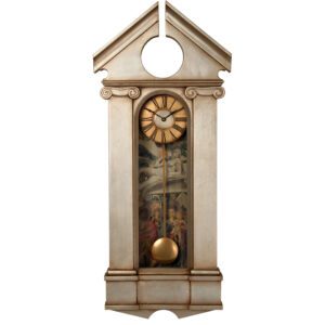 Large Classical style Pendulum Case Clock in silver.