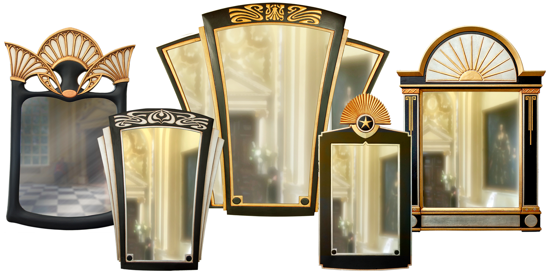 A group of my beautiful Art Deco mirrors.