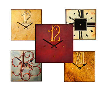 A striking selection of my decorative square wall clocks.