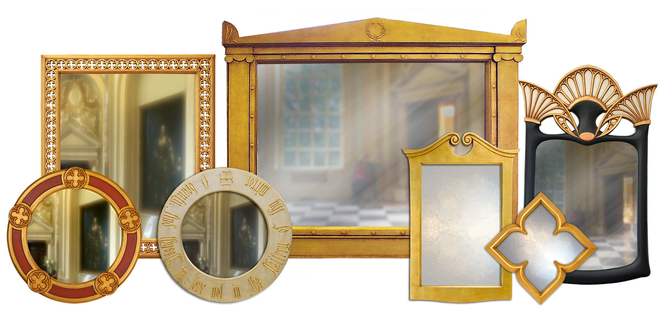 A stunning selection of my handmade decorative mirrors.